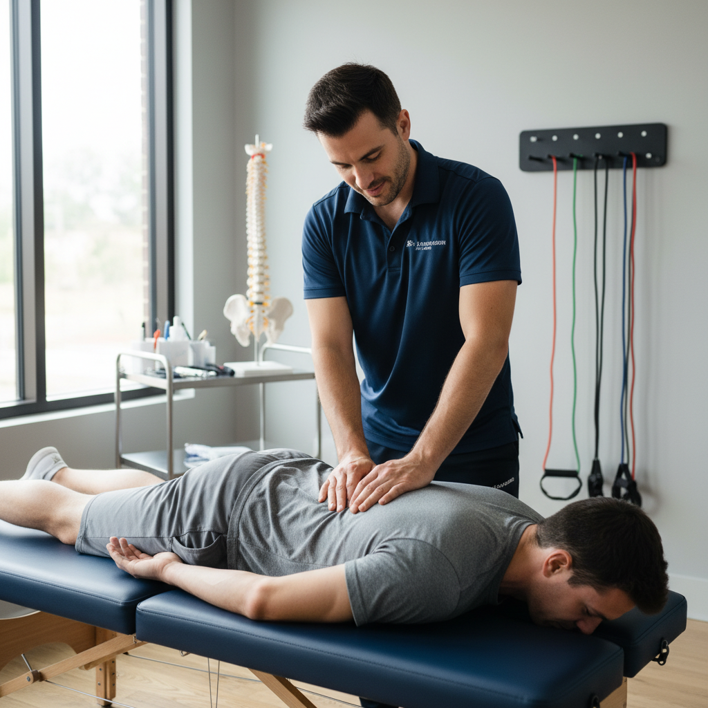  Chiropractor performing spinal adjustment for pain relief at chiropractic clinic in Southern Pines